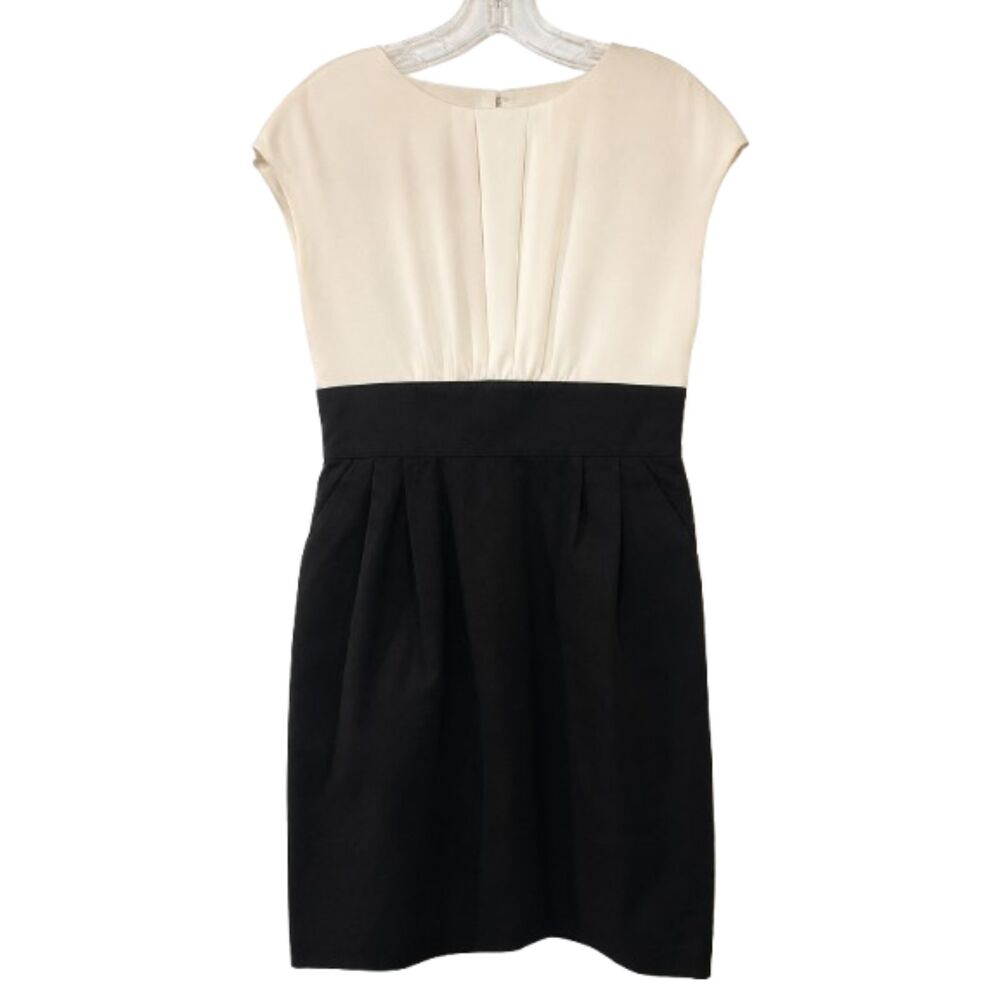 Shoshanna Black & Ivory Silk Blend Colorblock Dress Size 8